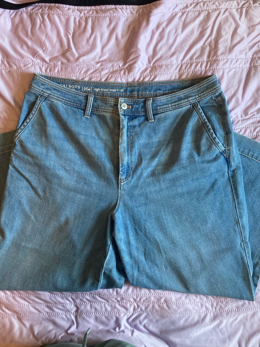 Size 16-Talbots High-Waist Wide Crop Women’s Jeans - Light Blue
